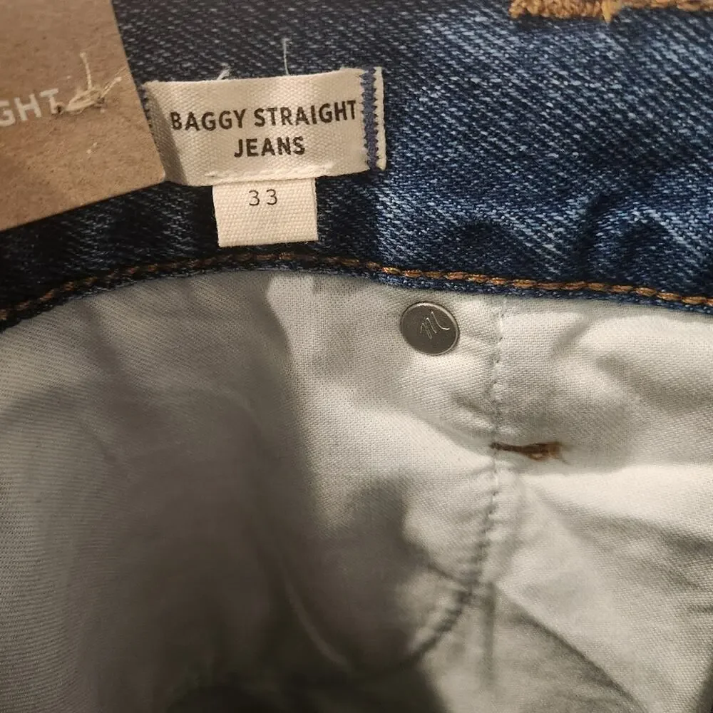 Madewell Baggy Straight high-rise blue jeans size 33 - Picture 7 of 8